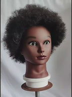 Kinky Afro Curly Human Hair Mannequin Head — Cosmetology Training Doll for Braiding, Styling & Cutting Practice