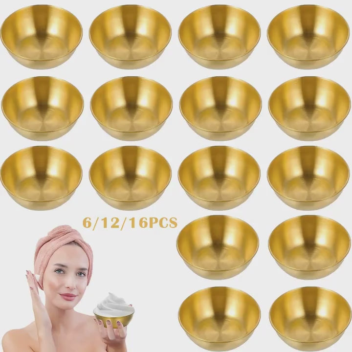6/12/16pcs Gold Stainless Steel Estheticians Facial Mask & Mixing Bowls