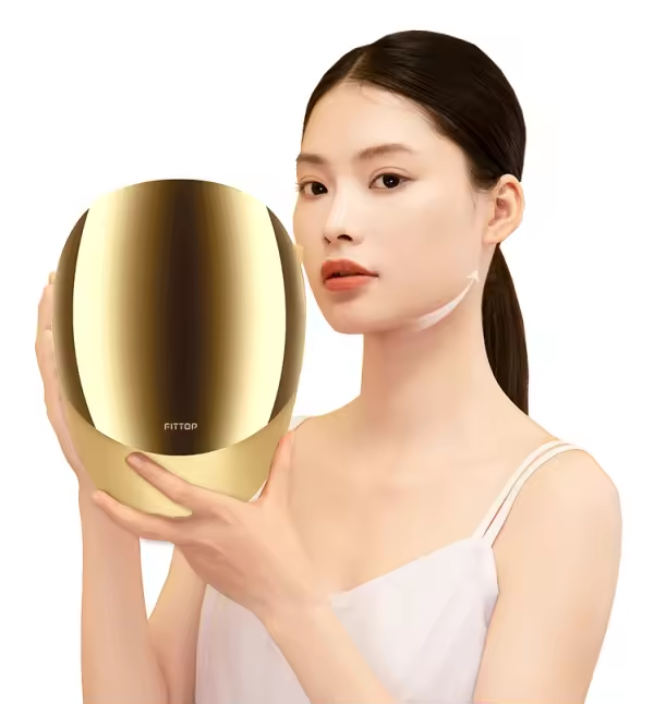 Gold LED Light Therapy Facial Mask with Bluetooth Connectivity