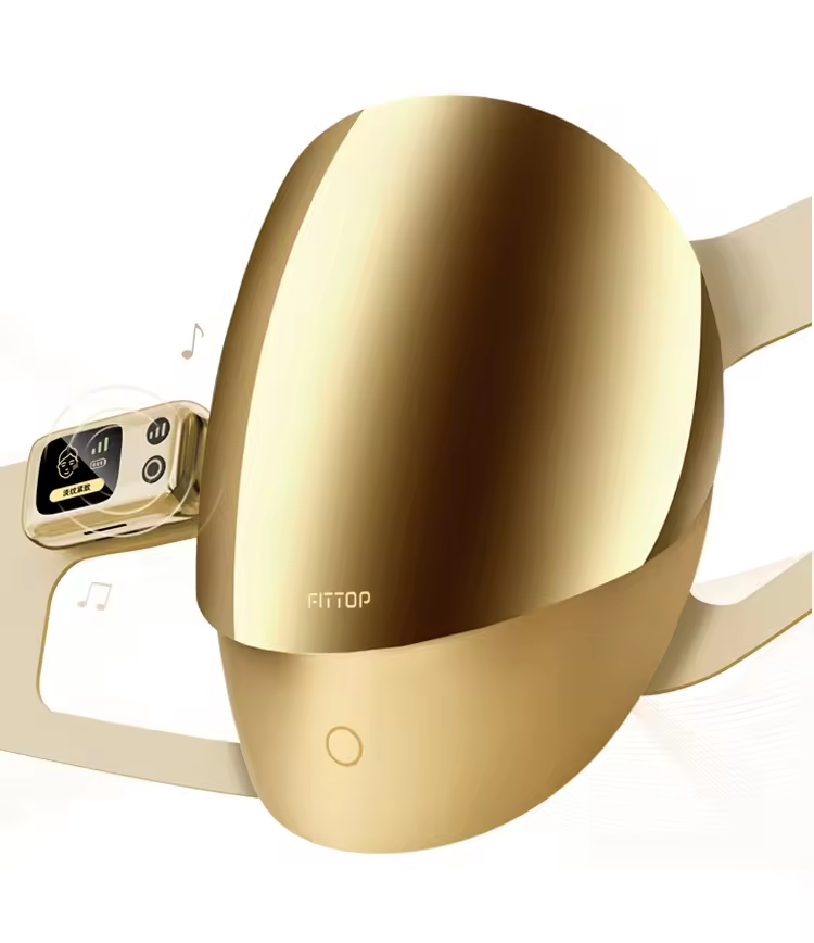 Gold LED Light Therapy Facial Mask with Bluetooth Connectivity