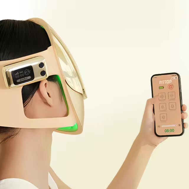 Gold LED Light Therapy Facial Mask with Bluetooth Connectivity