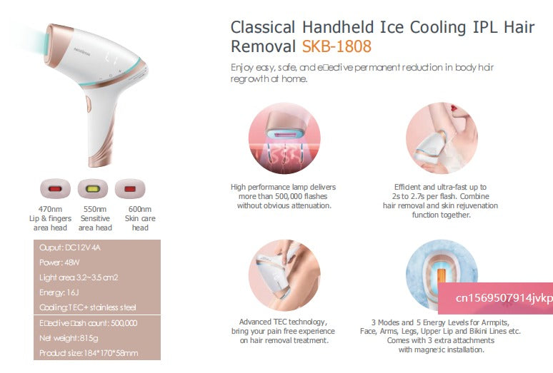 Handheld Ice Cooling ILP Hair Removal Laser